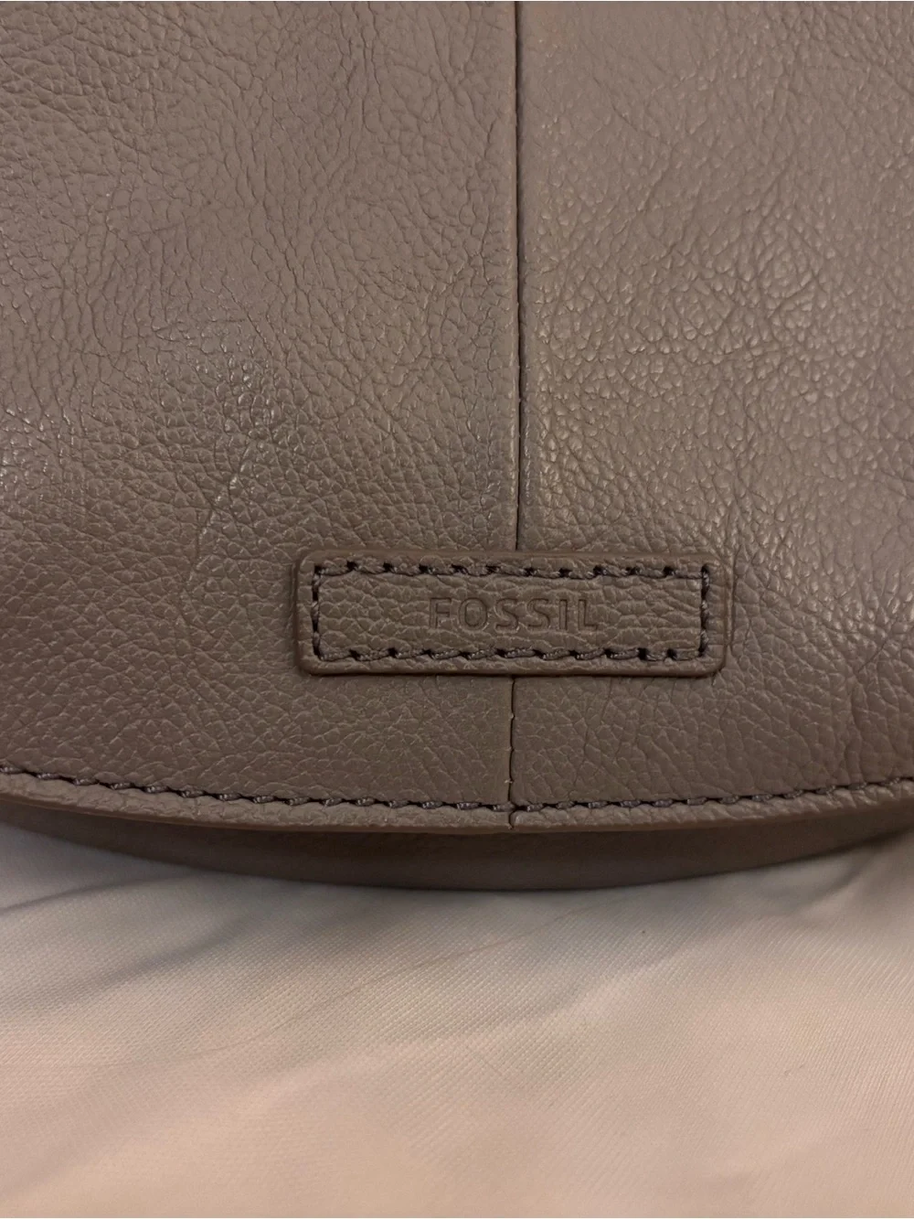 Fossil Gray Leather Crossbody Bag